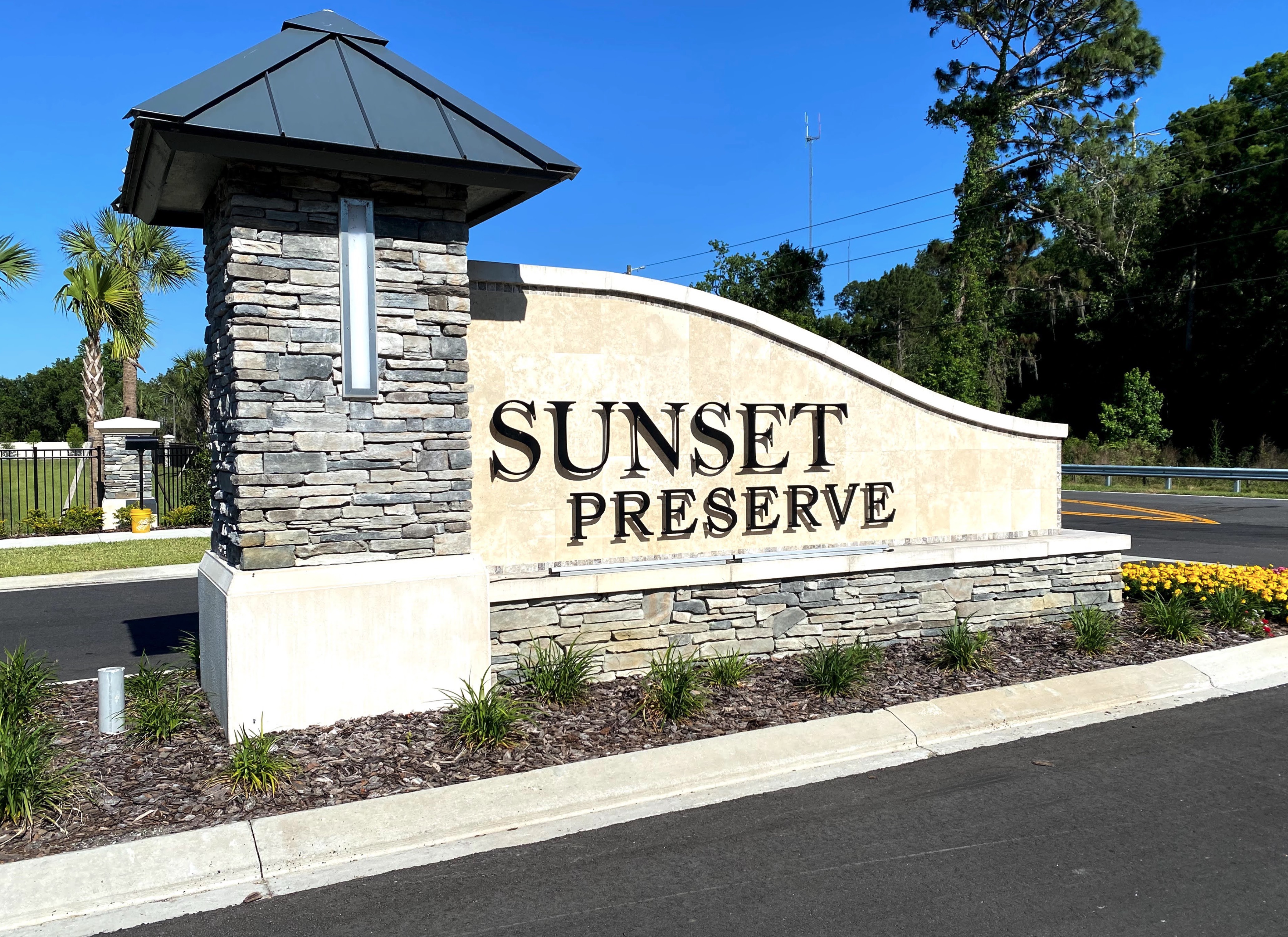 Sunset Preserve community entrance sign